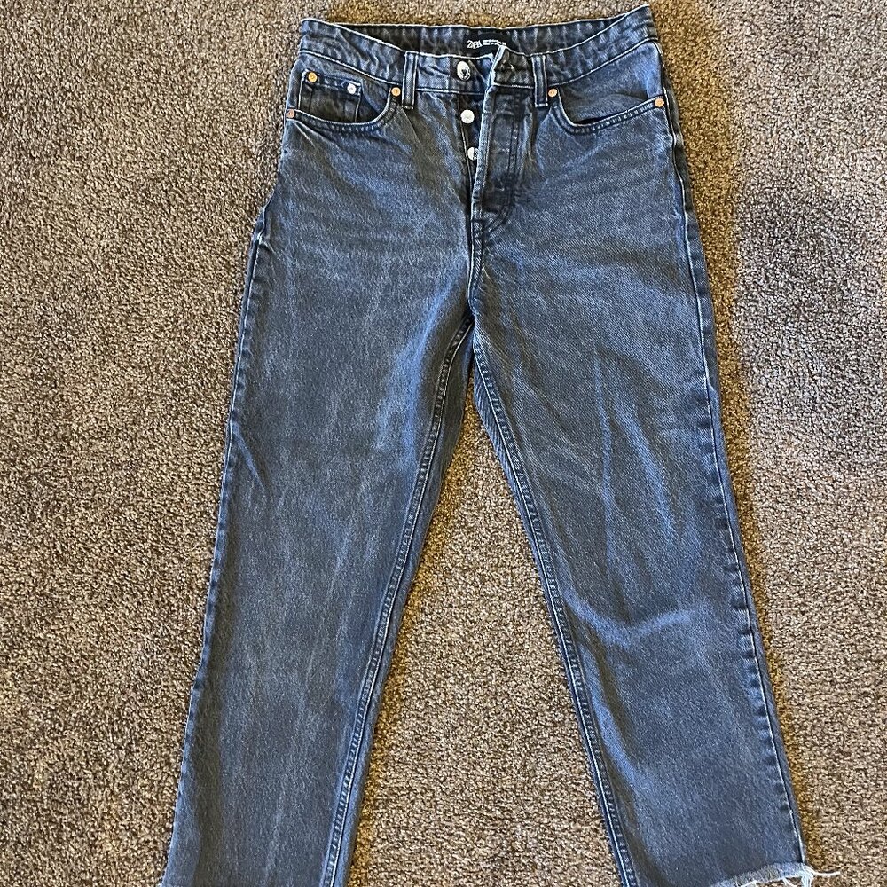 Zara Jeans Button Fly Size 6 Black